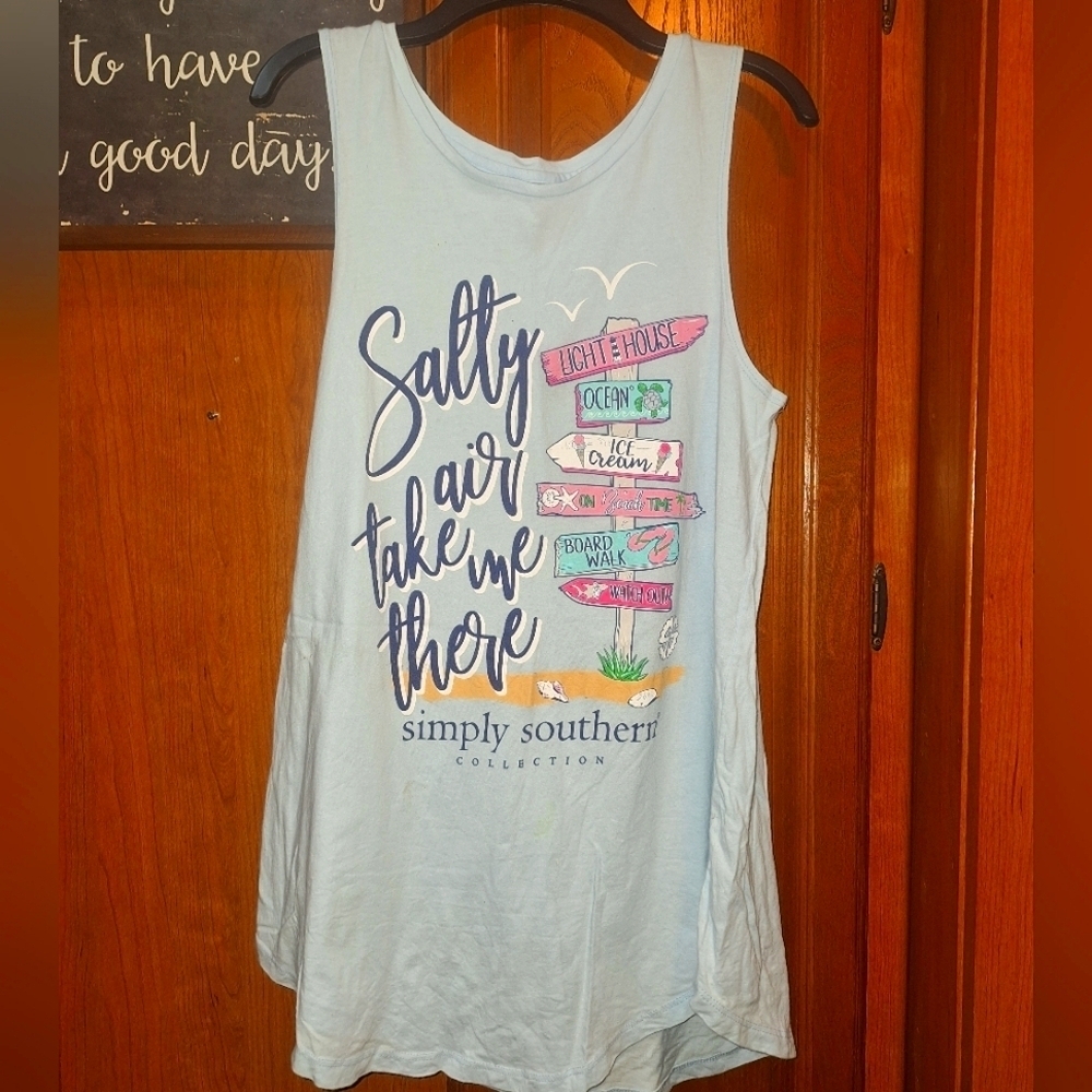 Simply Southern Light Blue Sleeveless Tank Top In A Size Large.